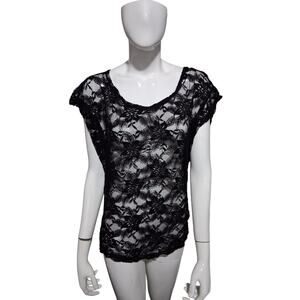 Y2K Vintage Whimsigoth Womens Size Large Lace Fairygoth Witchy Dark Romantic Top